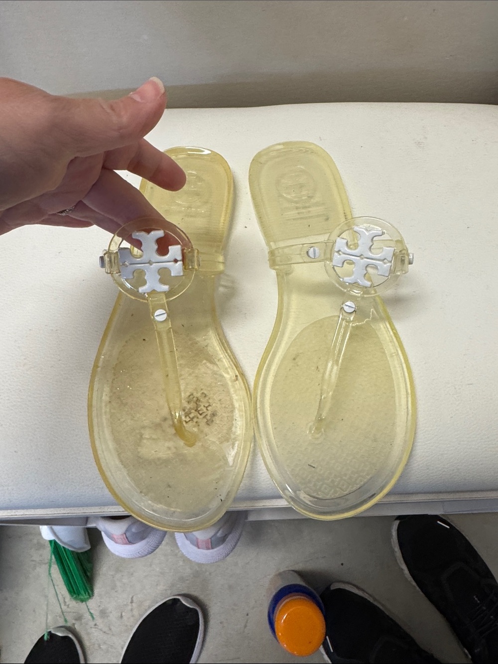 Tory Burch Translucent Pale Yellow Jelly Miller Thong Sandals